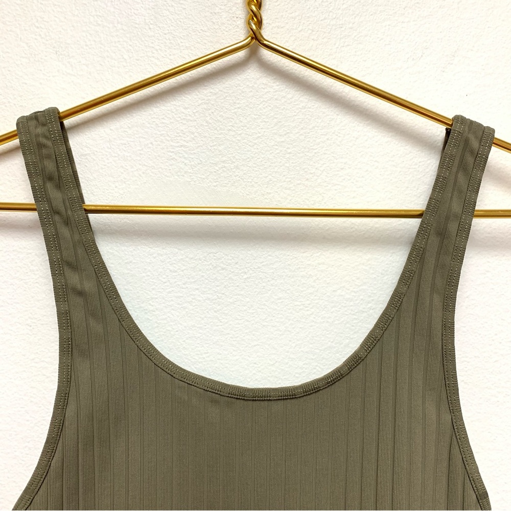 Mikoh Yumi Ribbed‎ One Piece Swimsuit/Bodysuit XS Olive Green Low Back Tank - Picture 5 of 11